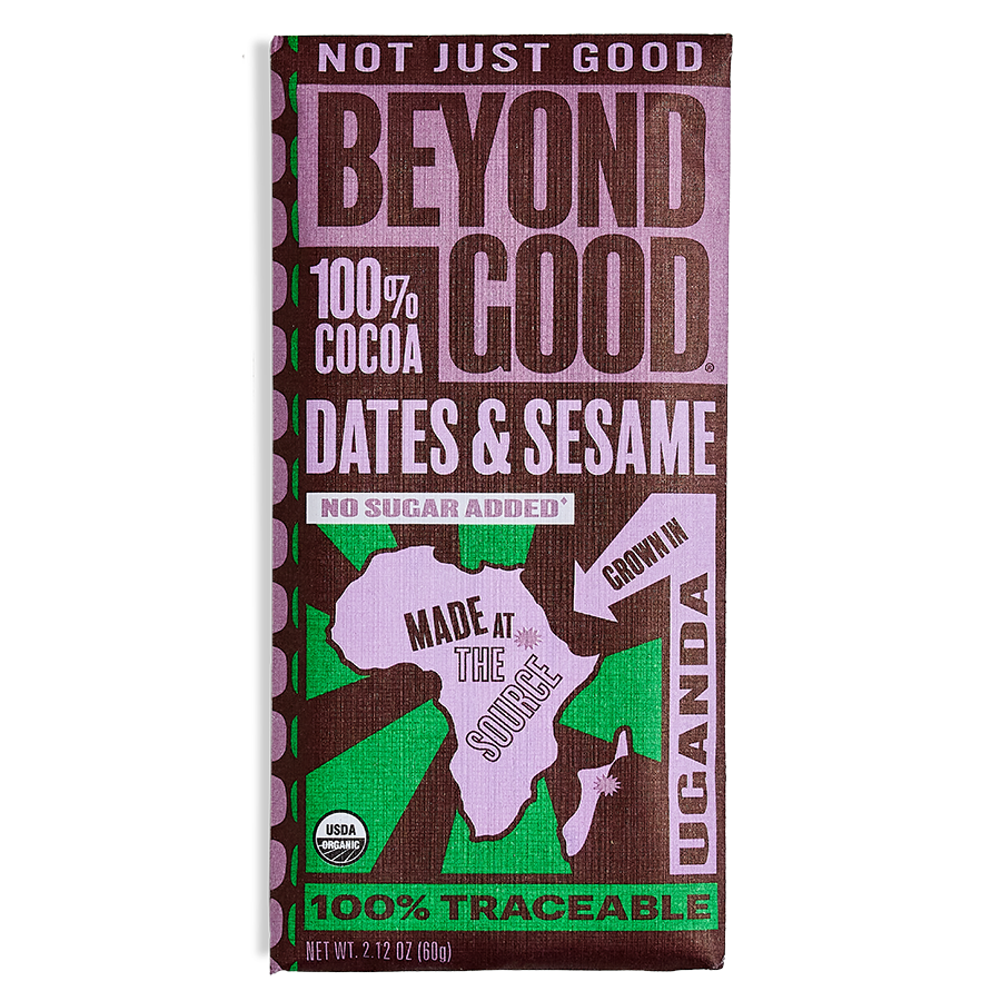 100% Cocoa Dark Chocolate with Dates & Sesame