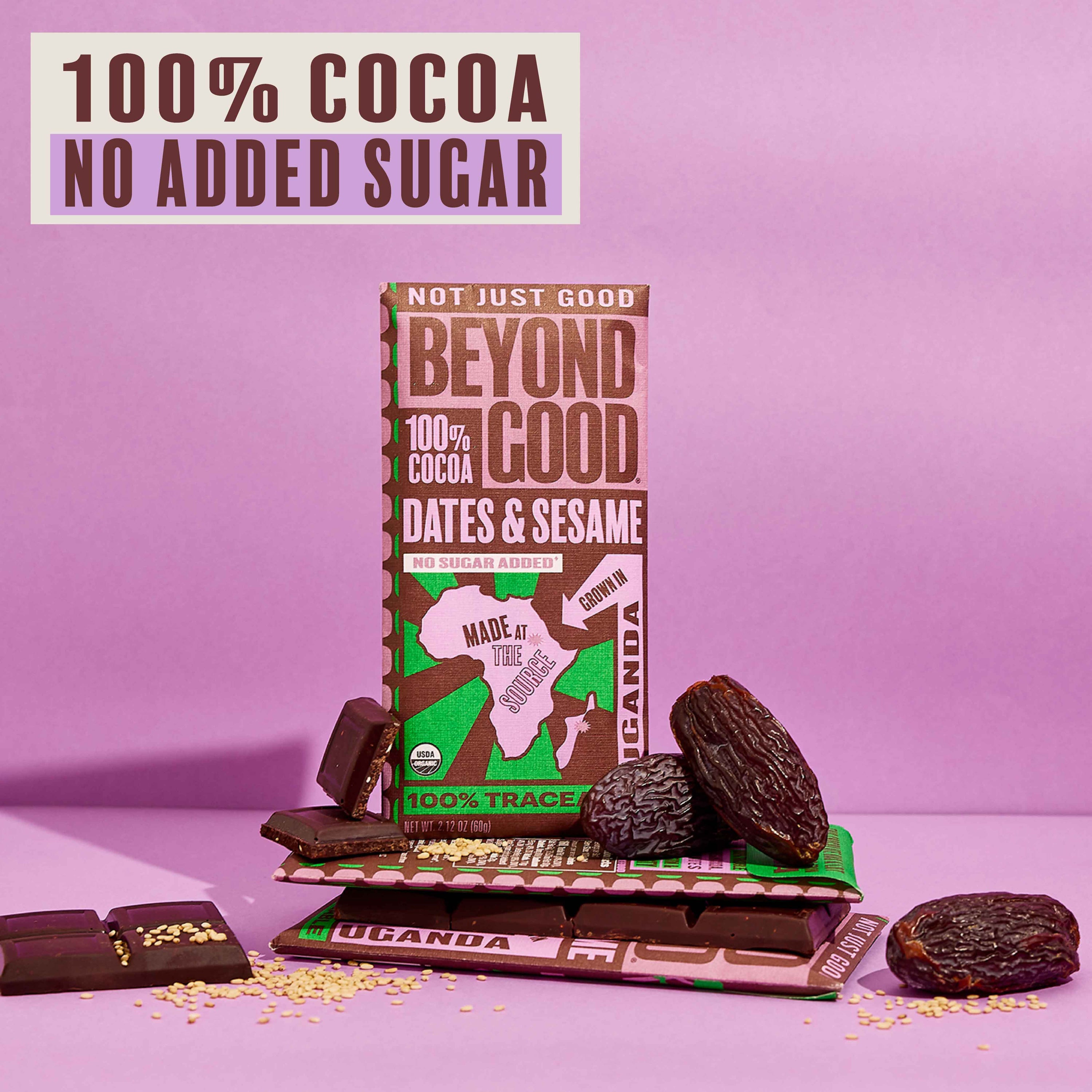 100% Cocoa Dark Chocolate with Dates & Sesame