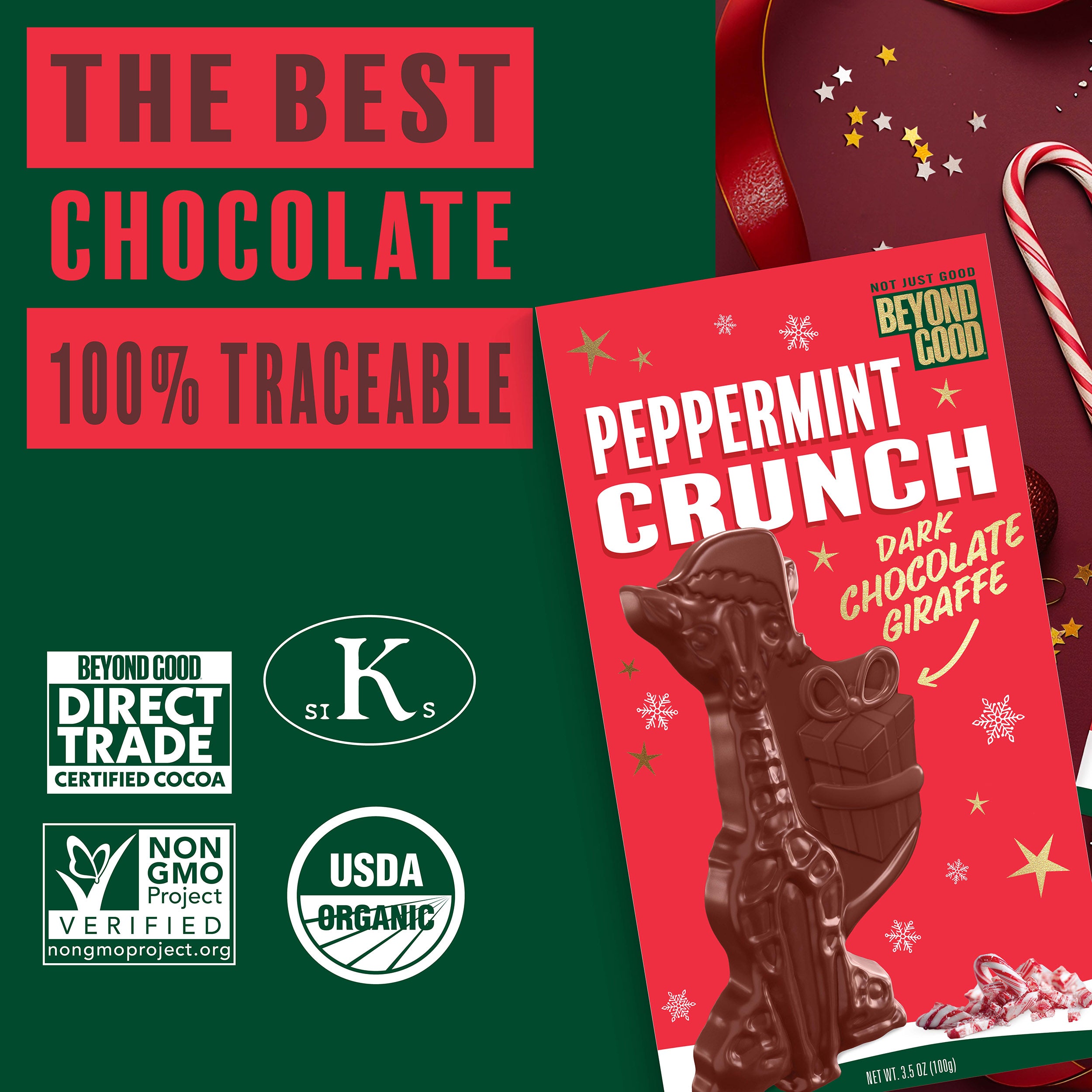 Peppermint Crunch 60% Dark Chocolate Giraffe