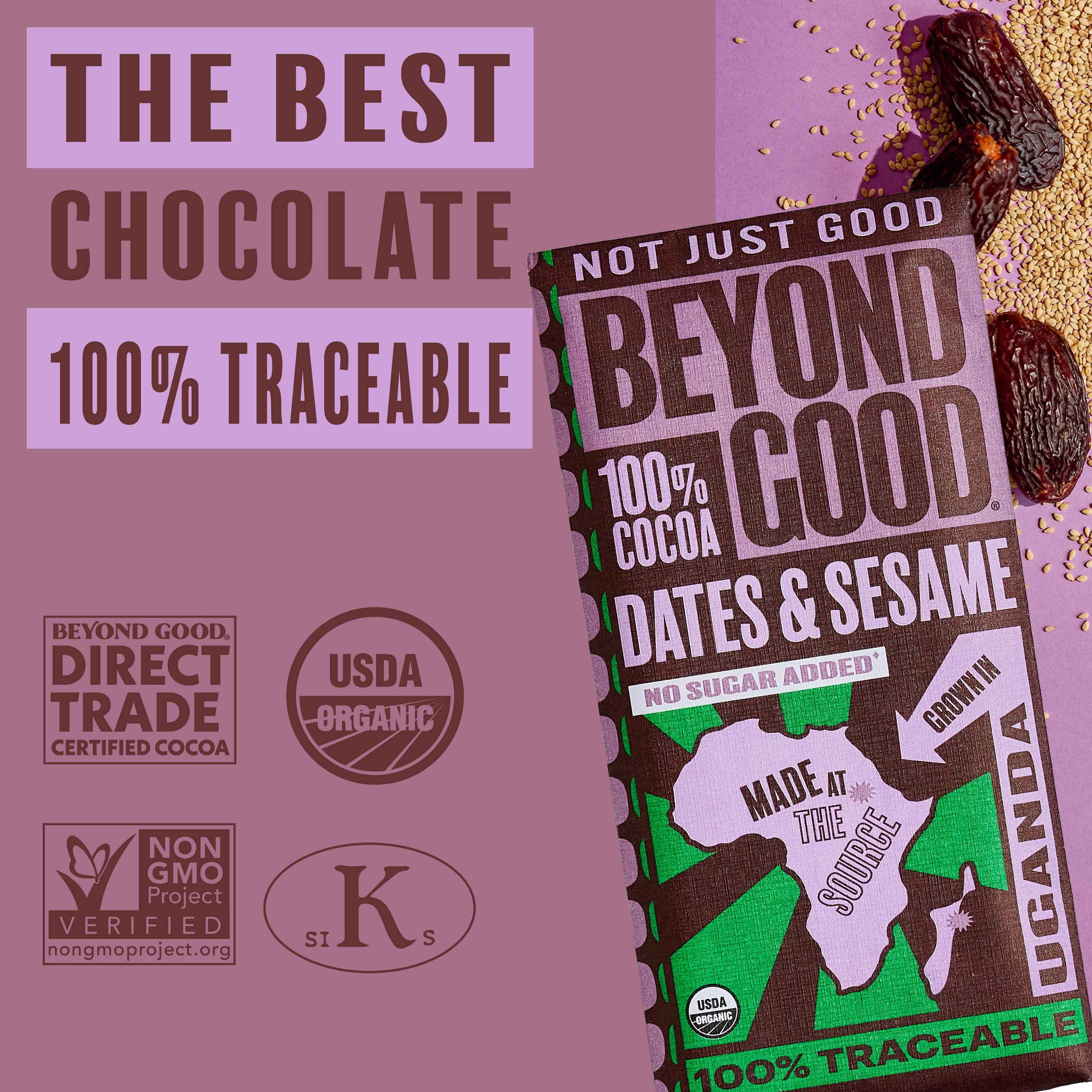 100% Cocoa Dark Chocolate with Dates & Sesame