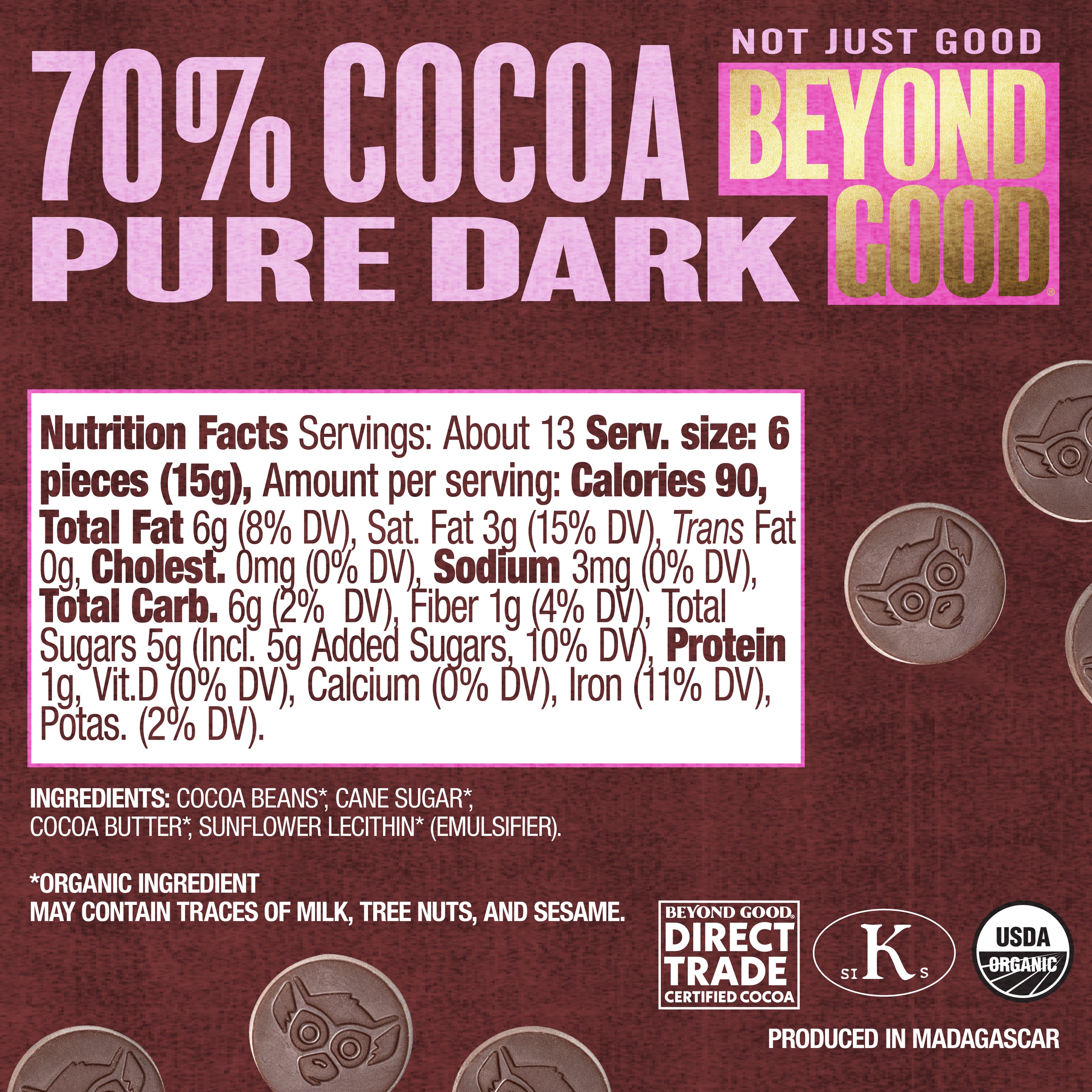 Pure Dark 70% Chocolate Melts