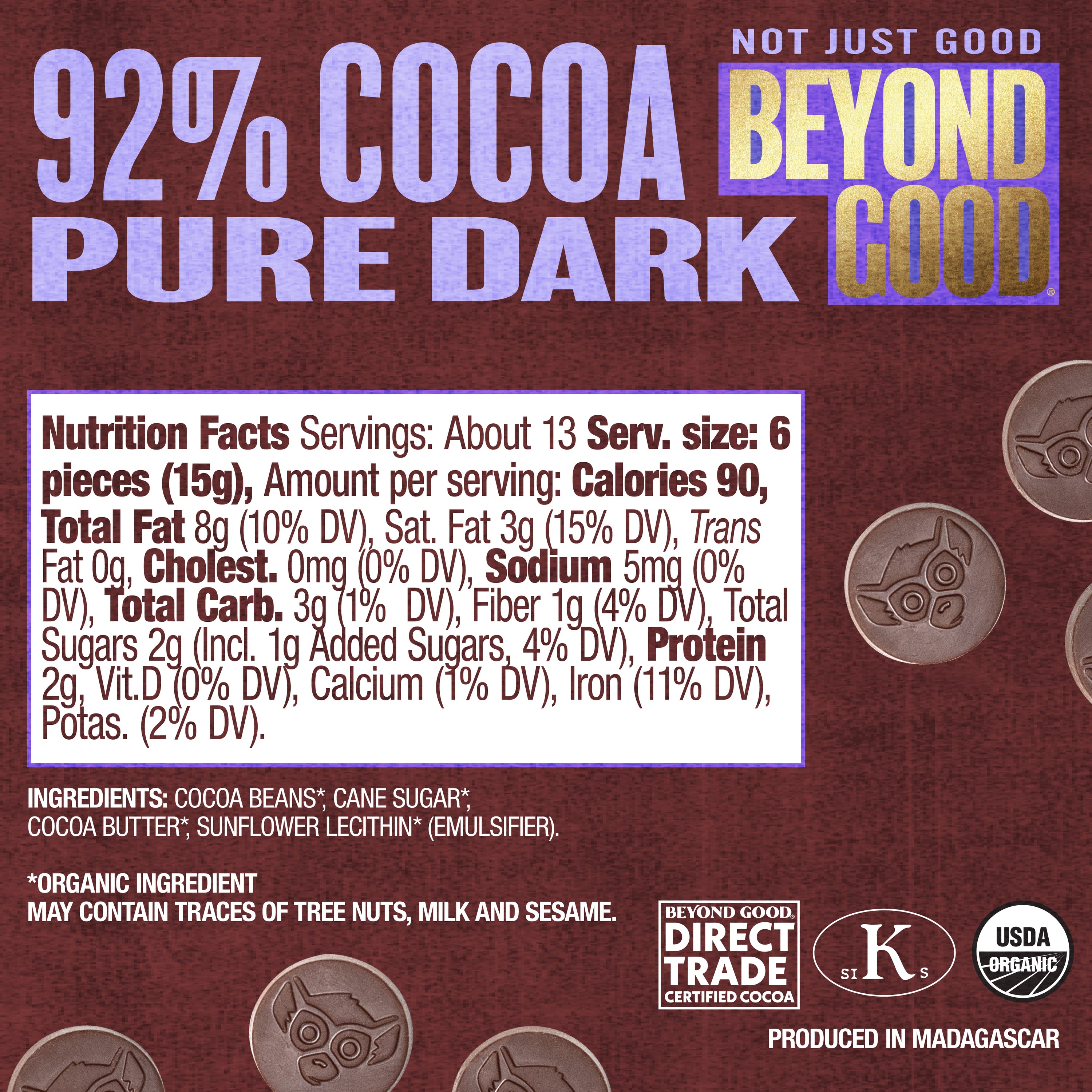 Pure Dark 92% Chocolate Melts