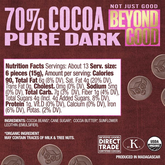 Pure Dark 70% Chocolate Melts