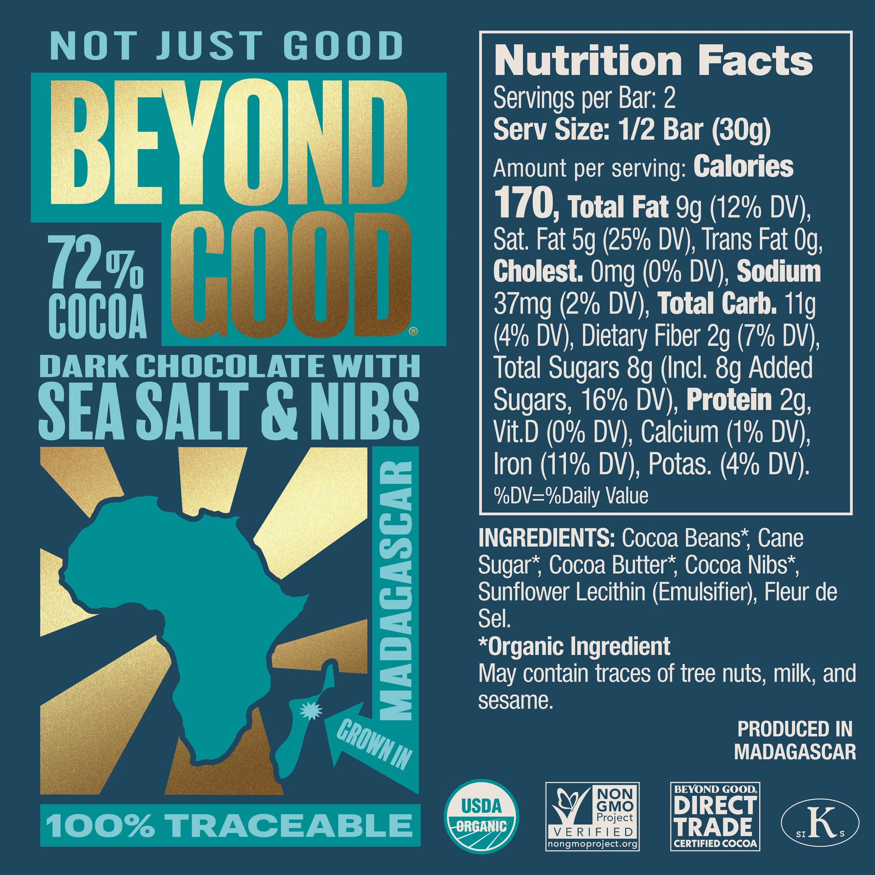 [Microbatch] 72% Cocoa Dark Chocolate with Sea Salt & Nibs