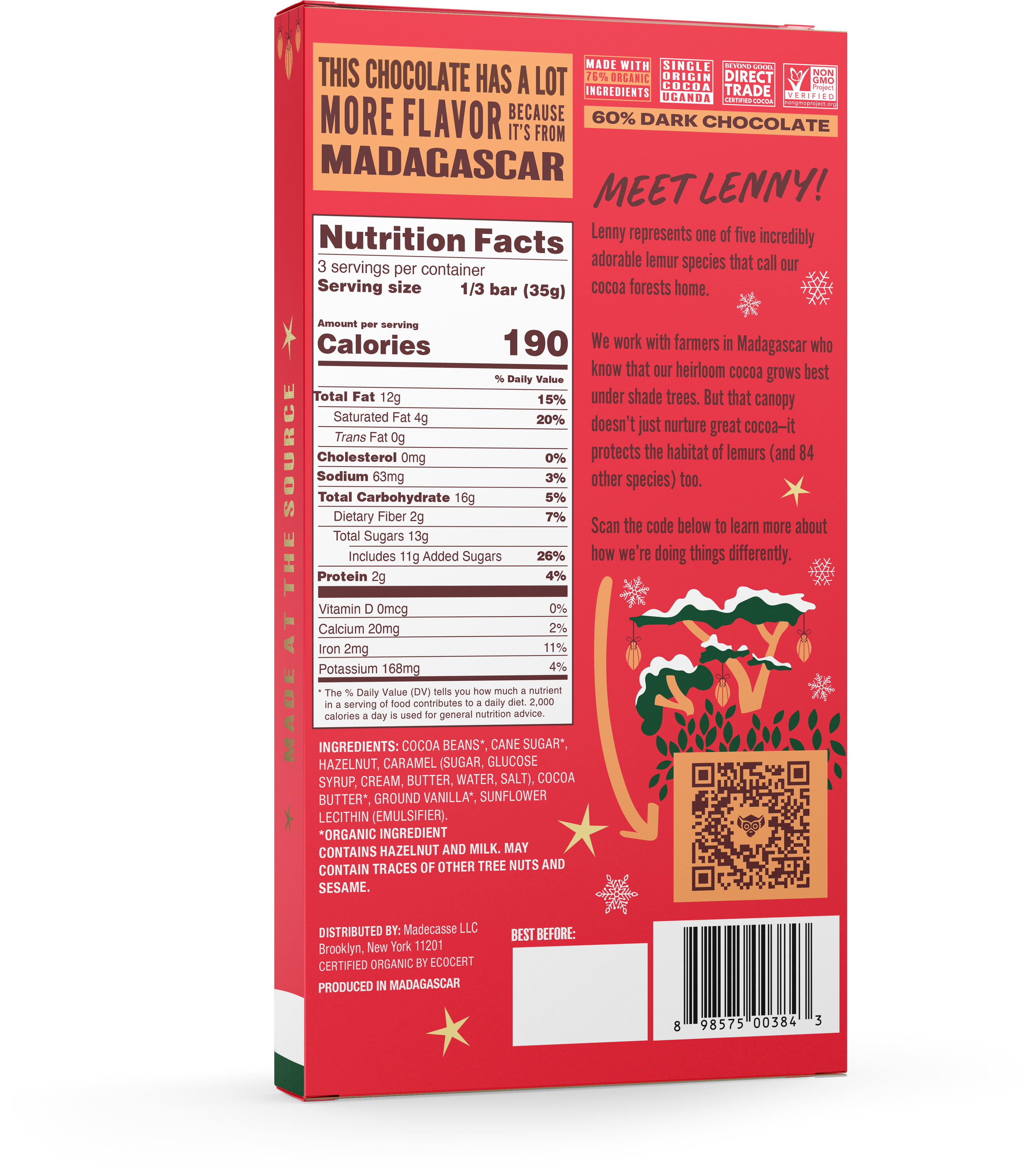 Hazelnut Brittle 60% Dark Chocolate Lemur