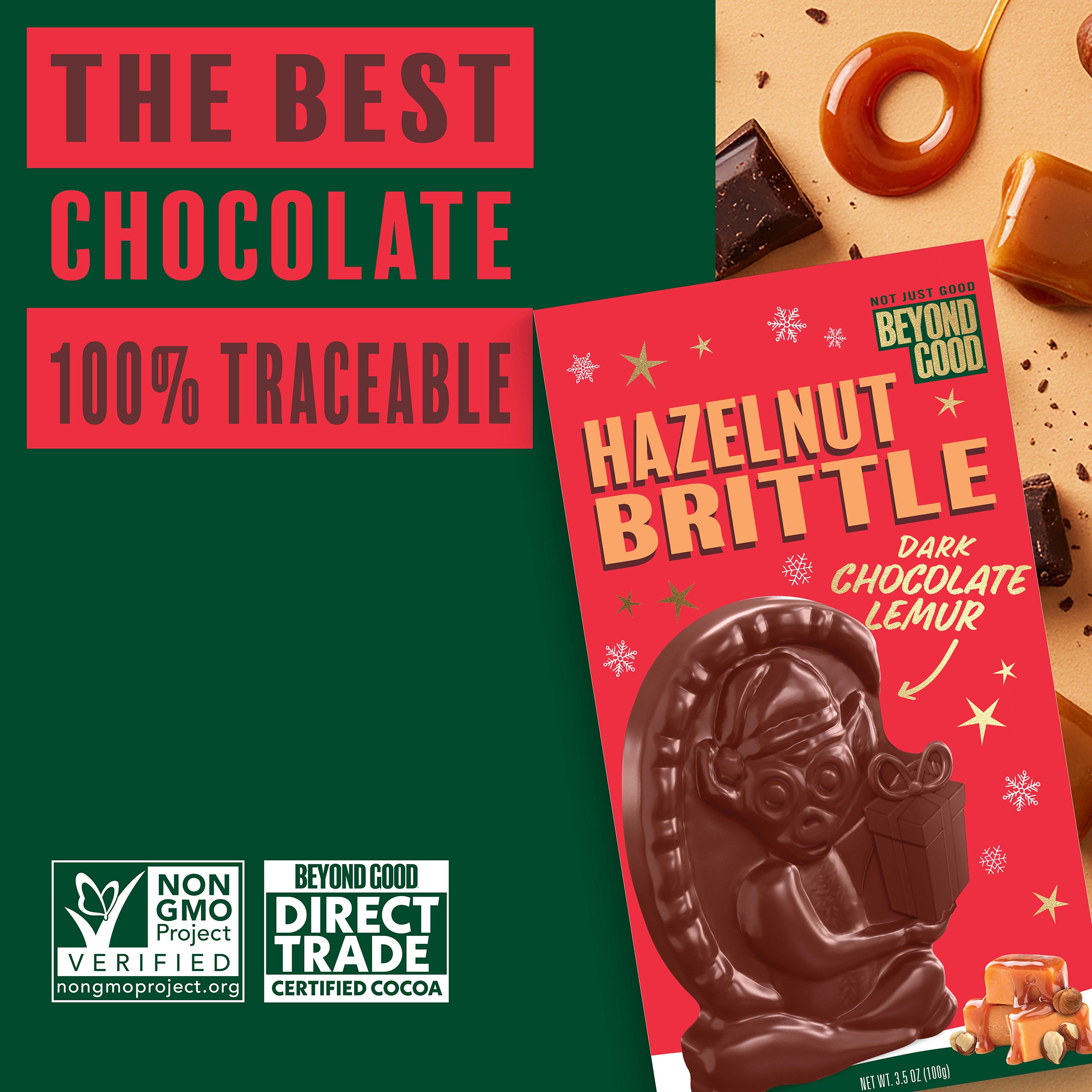 Hazelnut Brittle 60% Dark Chocolate Lemur