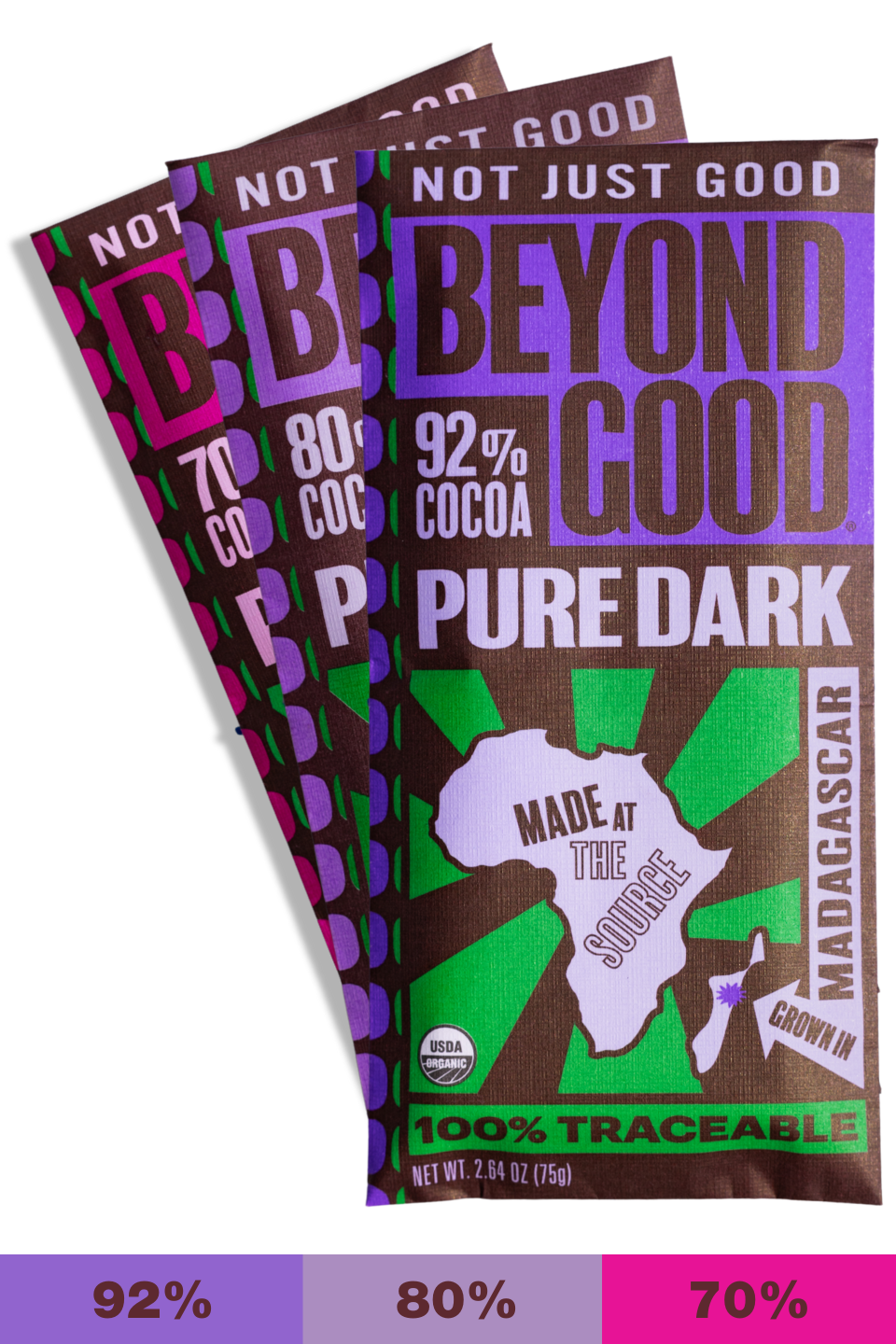 Pure Dark Chocolate Bar Collection