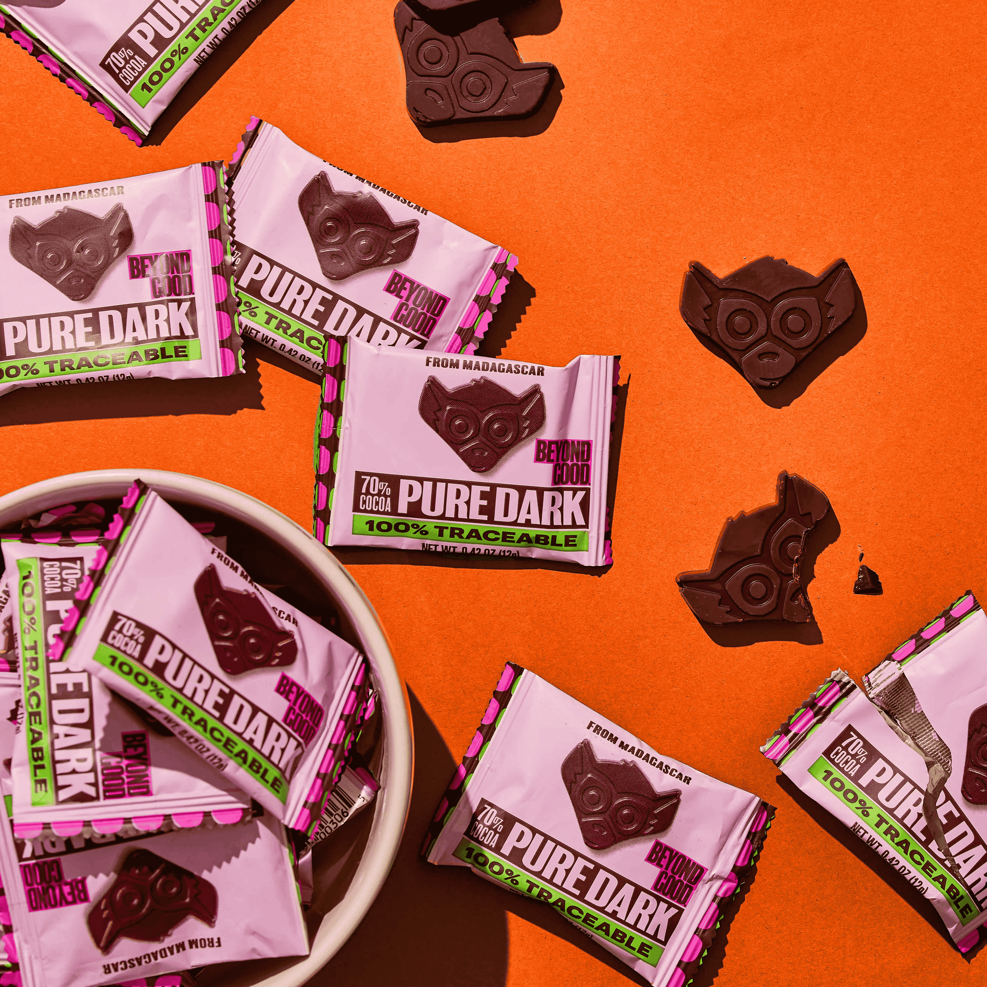 Limited Run! 70% Cocoa Pure Dark Chocolate Lemurs Single Serve - 150 Count