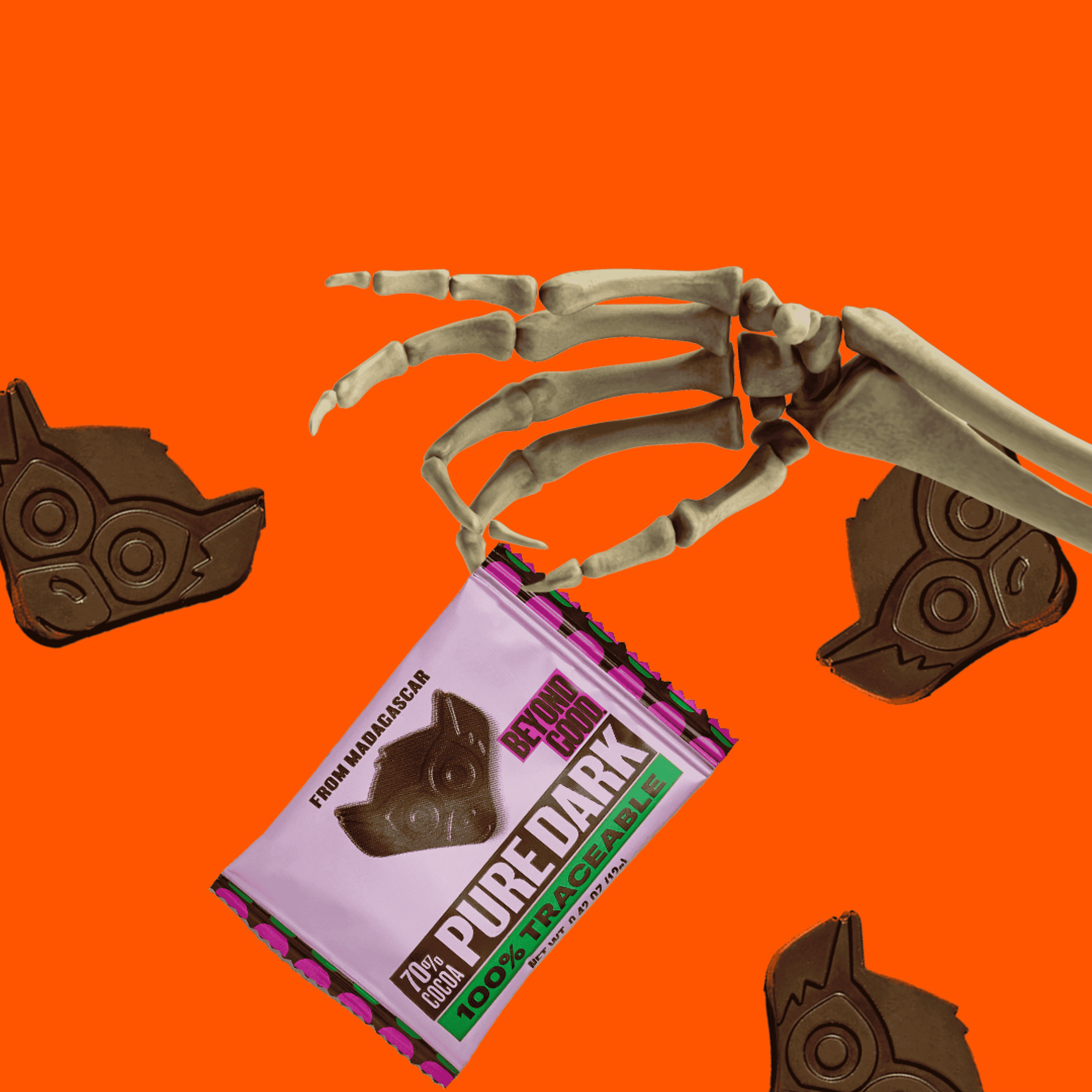 Limited Run! 70% Cocoa Pure Dark Chocolate Lemurs Single Serve - 150 Count