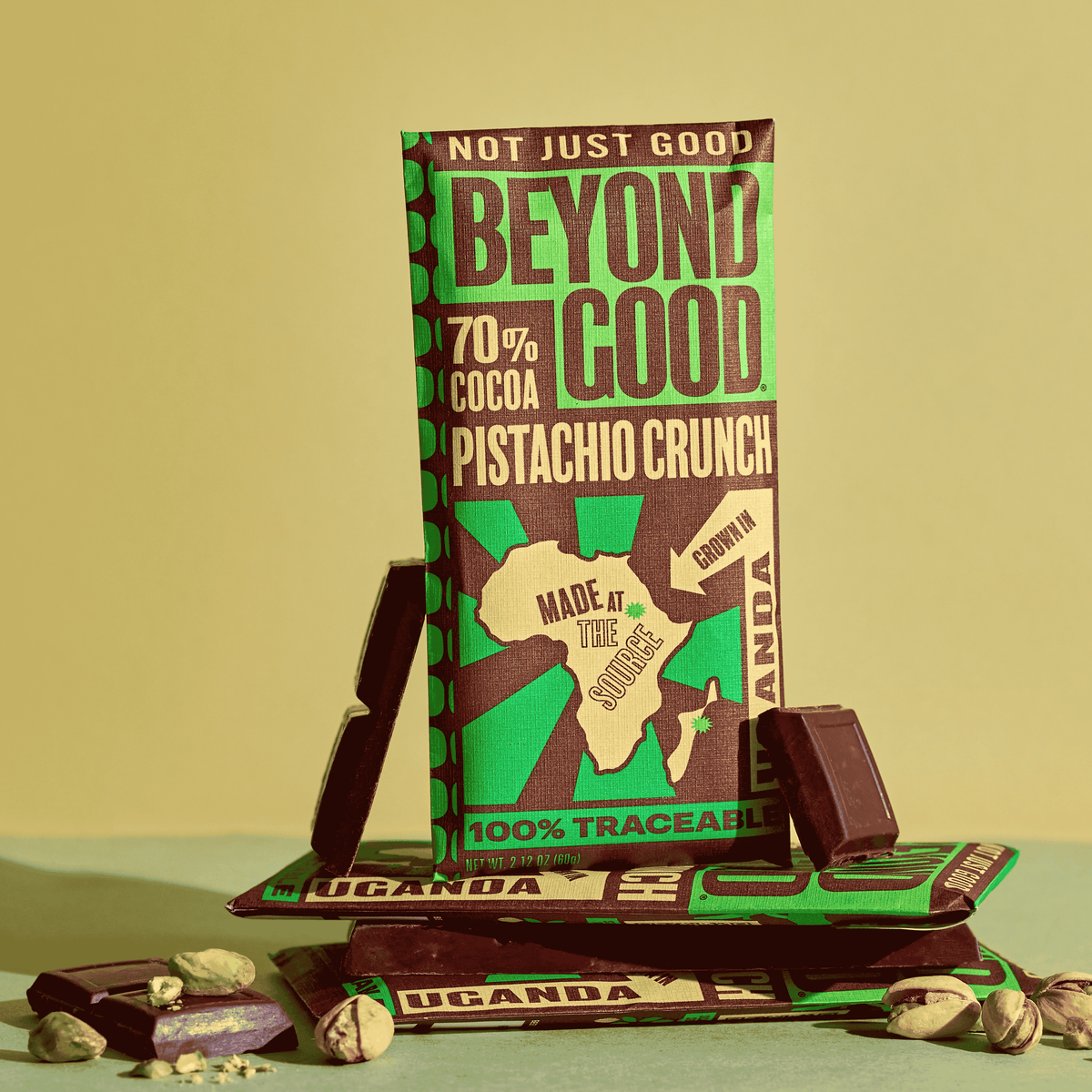 70% Cocoa Dark Chocolate Pistachio Crunch